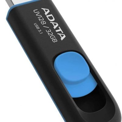 ADATA UV128 32GB USB 3.0 Retractable Capless Flash Drive, Blue (AUV128-32G-RBE)