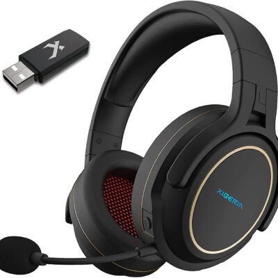 XIBERIA G01 Wireless Gaming Headset with Microphone 5.8GHz Anti-Interference for PC/PS5/PS4/MAC/Laptop,Lossless Ultra-Low Latency,Noise Cancelling MIC,Long Battery Life
