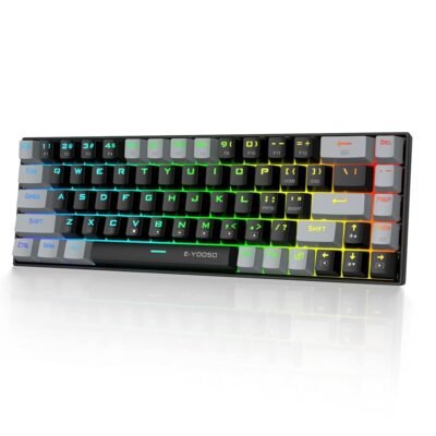 E-YOOSO Z-686 Wired 68 Keys Mechanical Keyboard Clicky Blue Switches - Black/Grey