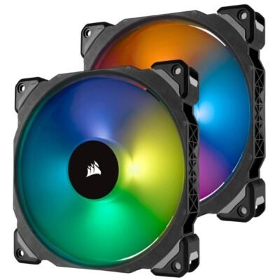 Corsair ML140 PRO 140mm Premium Magnetic Levitation RGB LED PWM Fan with Lighting Node Twin Pack