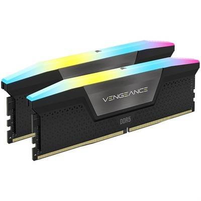 CORSAIR VENGEANCE RGB 64GB (2x32GB) DDR5 DRAM 6400MT/s CL32 Memory Kit — Black