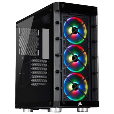 Corsair iCue 465X Mid-Tower Smart PC Case with Tempered Glass Panels (Black)