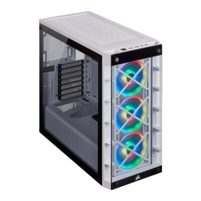 Corsair iCue 465X Mid-Tower Smart PC Case with Tempered Glass Panels (White)