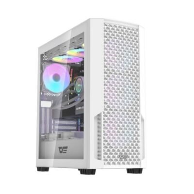 DarkFlash DF2100 ARGB Mid-Tower ATX Gaming Case with 4 ARGB Fans – White