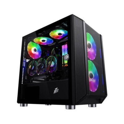 1st Player D3(Black) DK series with 3 G7 Plus ARGB Fans & 1 Hub Micro ATX Gaming Case