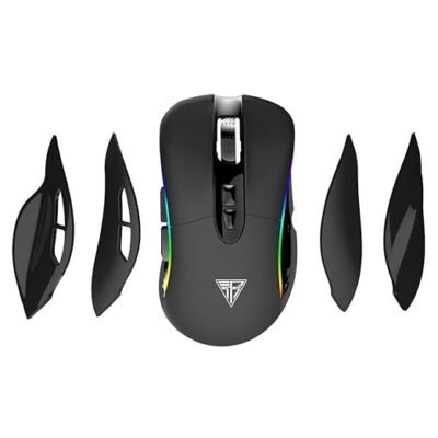 iNSIST DM-7800 Wired Gaming Mouse 1000 DPI Two RGB Light Strip Replaceable Magnetic Side Skirts UV Type Skin Coating.