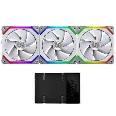 Lian Li UNI Fan SL120 3 Pack White – with Controller (ARGB 120mm LED PWM Daisy-Chain) 12UF3B