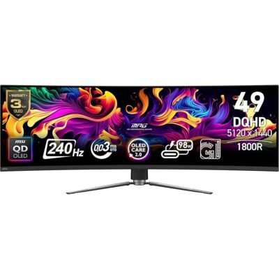 MSI MPG 491CQPX QD-OLED 49-inch QD-OLED 5120 x 1440 (DQHD) Curved Computer Gaming Monitor