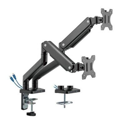 MXG BMA-24U Dual Monitor Premium Aluminum Spring-Assisted With 3.0 USB Cable Monitor Arm Matte Black