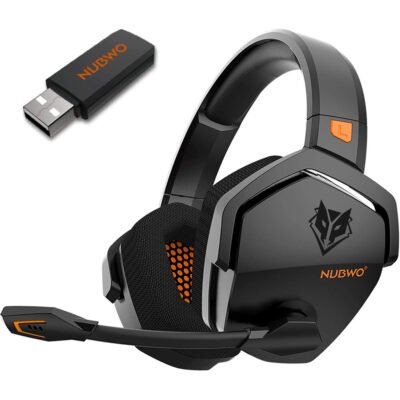 NUBWO G06 Wireless 2.4GHz + Bluetooth Gaming Headset | 50mm Double Chamber Drivers | Black (UK Stock)
