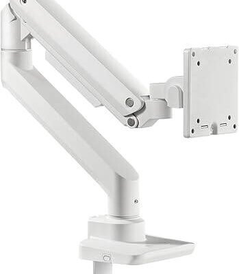SilverStone Technology ARM14 White Single Monitor Arm with Heavy-Duty Gas Spring Design and Wide adjustability, SST-ARM14