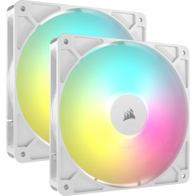 Corsair RS140 ARGB 140mm PWM Fans, Dual Pack - White