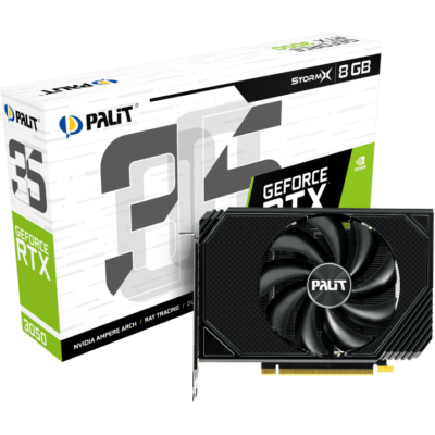 Palit GeForce RTX 3050 StormX Graphics Card, 8GB GDDR6 128 Bit Memory, 2560 Cuda Cores, 1777 MHz Boost Clock, 14 Gbps, PCI-E 4.0 Bus, 224 Gb/sec Bandwidth, HDMI, DP