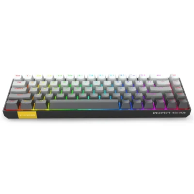 E-YOOSO HZ-68 Wired 68 Keys Mechanical Keyboard Clicky Pink Switches - Rainbow Grey