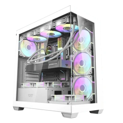DarkFlash DS900 Glass Mid-Tower 4 ARGB Fans ATX Case – White