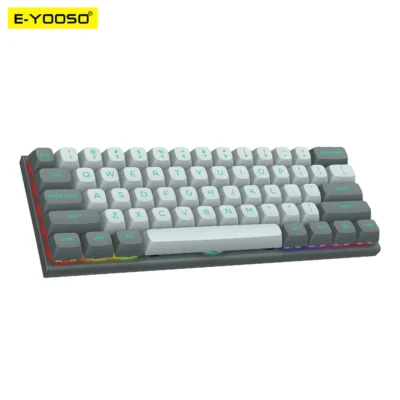E-YOOSO HZ-61 Wired 60 Keys Mechanical Keyboard Clicky Red Switches - Grey/Light Grey