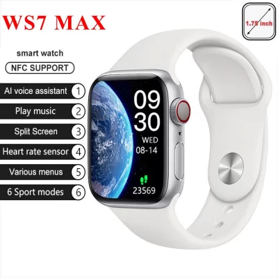 WS7 MAX Smart Watch NFC Bluetooth Call IP67 Waterproof Sport Smartwatch Wireless Charging Watche