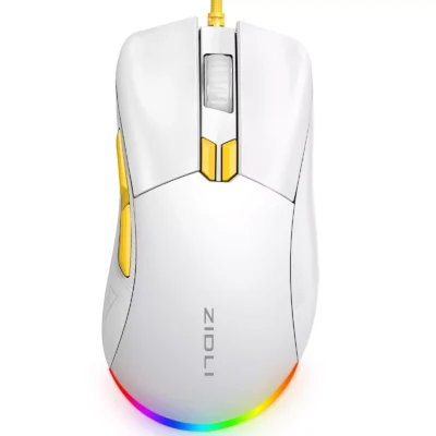 ZIDLI M85 RGB Gaming Mouse – Optical Sensor 16,000 DPI – 1000 Hz Polling Rate – Paracord Cable – Lightweigh 68G (White)